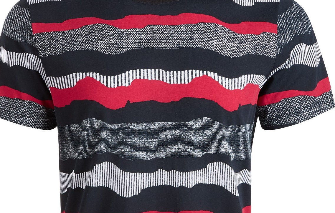 American Rag Men's Wavy Stripe Textured T-Shirt, Black Size XXX Large