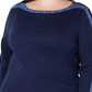 Karen Scott Women's Stud-Trim 3/4-Sleeve Top  Blue Size Large