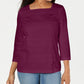 Karen Scott Women's Square-Neck Lace-Stripe Top Red Size Small