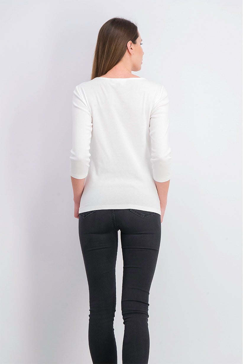 Karen Scott Women's Square-Neck Lace-Stripe Top White Size Small