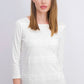Karen Scott Women's Square-Neck Lace-Stripe Top White Size Small