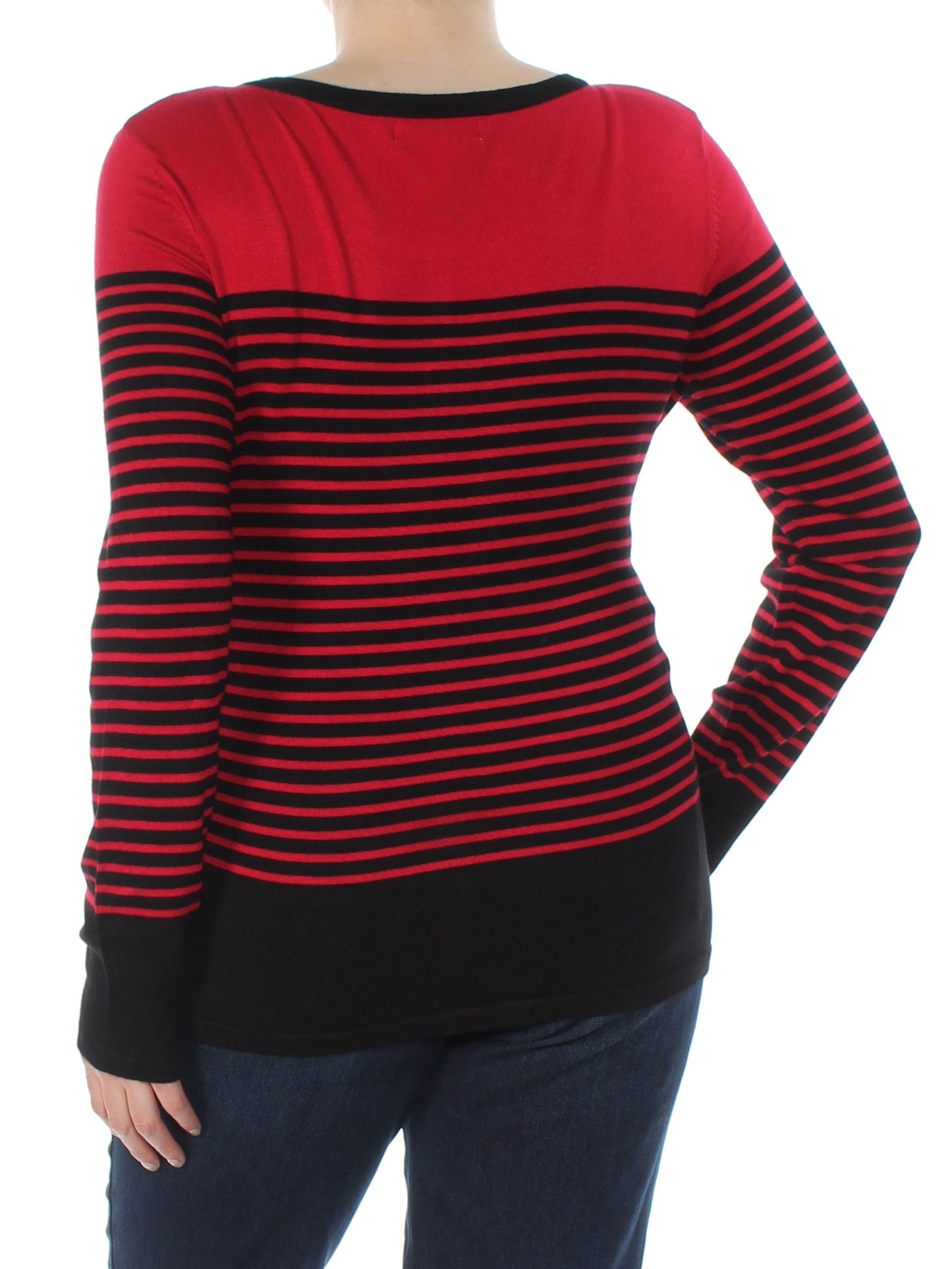 Karen Scott Women's Striped Crossover Top Red Size Medium
