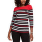 Karen Scott Women's Striped Top Red Size Petite Small