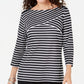 Karen Scott Women's Petite Striped Crossover Top Black Size Small