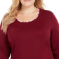 Karen Scott Women's Layered-Look Solid & Plaid Top Red Size Large