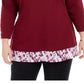 Karen Scott Women's Layered-Look Solid & Plaid Top Red Size Large