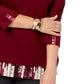 Karen Scott Women's Layered-Look Solid & Plaid Top Red Size Small