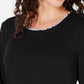 Karen Scott Women's Printed-Hem 3/4-Sleeve Top  Black Size Medium