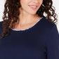 Karen Scott Women's Printed-Hem 3/4-Sleeve Top Navy Size X-Large