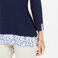 Karen Scott Women's Printed-Hem 3/4-Sleeve Top Navy Size X-Large