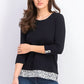 Karen Scott Women's Petite Printed-Trim Top Black Size Petite