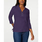 Karen Scott Women's Cotton Lace-Up Shirt  Purple Size Small