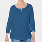 Karen Scott Women's Three-Quarter Sleeve Top Blue Size XX Large