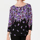 Karen Scott Women's Petite Printed 3/4-Sleeve Sweater Black Comb Size Petite Petite