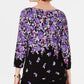 Karen Scott Women's Petite Printed 3/4-Sleeve Sweater Black Comb Size Petite Petite