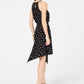INC International Concepts Women's Sleeveless Printed Handkerchief-Hem Dress Black Size Large