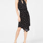 INC International Concepts Women's Sleeveless Printed Handkerchief-Hem Dress Black Size Large