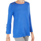 JM Collection Women's Embellished Scoop-Neck Top Blue Size Medium