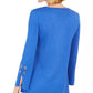 JM Collection Women's Embellished Scoop-Neck Top Blue Size Medium