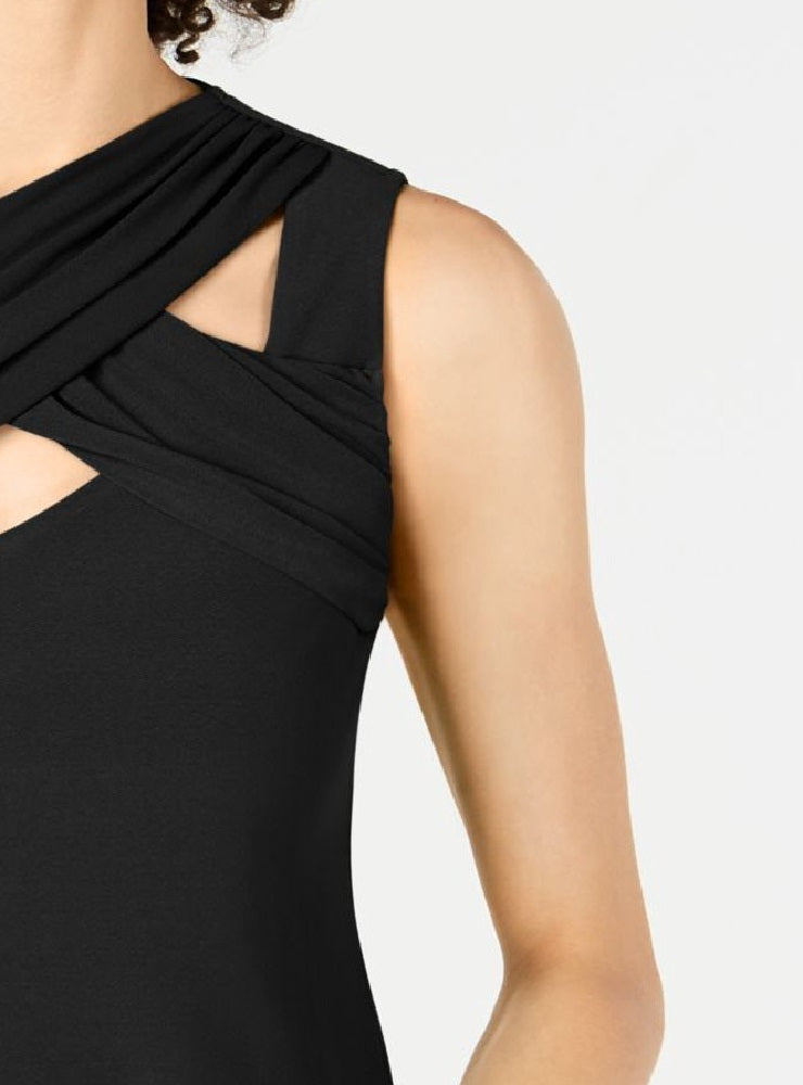 INC International Concepts Women's Crisscross Cutout Top Black Size Large