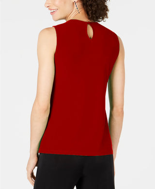 INC International Concepts Women's Crisscross Cutout Top Red Size Small