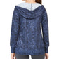 Ideology Women's Python Printed V-Neck Hoodie Navy Size X-Small