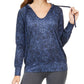 Ideology Women's Python Printed V-Neck Hoodie Navy Size X-Small
