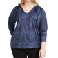 Ideology Women's Plus Size Python-Print Hoodie Blue Size XXX Large