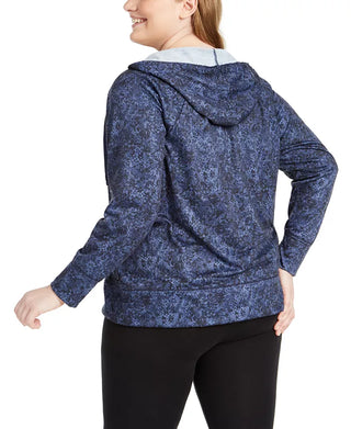 Ideology Women's Plus Size Python-Print Hoodie Blue Size XXX Large