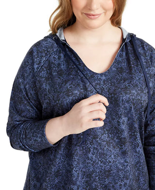 Ideology Women's Plus Size Python-Print Hoodie Blue Size XXX Large
