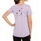 Ideology Women's Striped Lattice Back T-Shirt Purple Size X-Small
