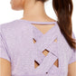 Ideology Women's Striped Lattice Back T-Shirt Purple Size X-Small
