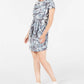 Ideology Women's Printed Tie-Front T-Shirt Dress Navy Size Small
