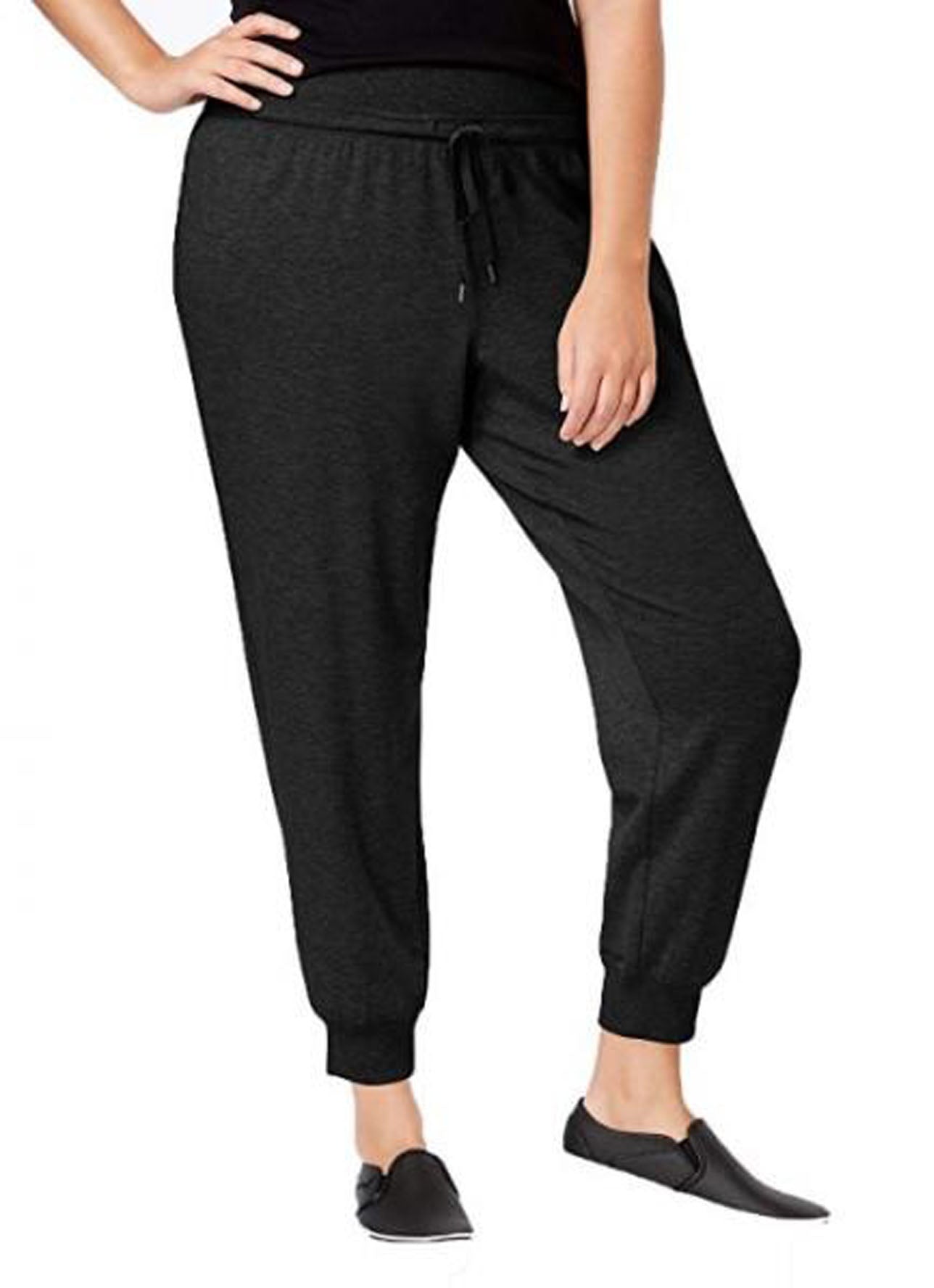 Ideology Women's Plus Size Knit Jogger Pants Black Size X-Large