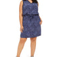 Ideology Women's Plus Size Animal-Print Drawstring Dress  Indigo Sea Size 2X