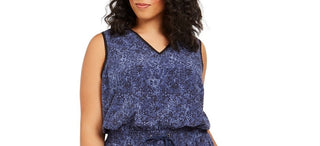 Ideology Women's Plus Size Animal-Print Drawstring Dress  Indigo Sea Size 2X