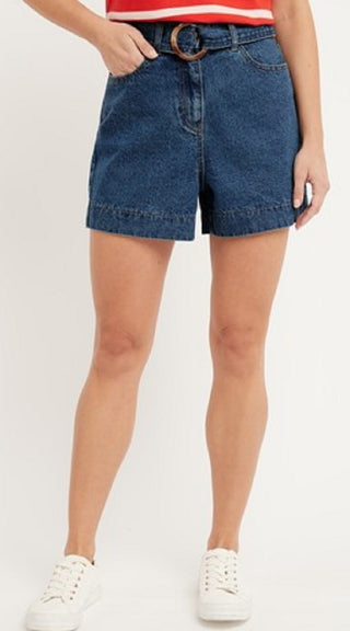 Style & Co Women's Belted Denim Shorts Blue Size 4