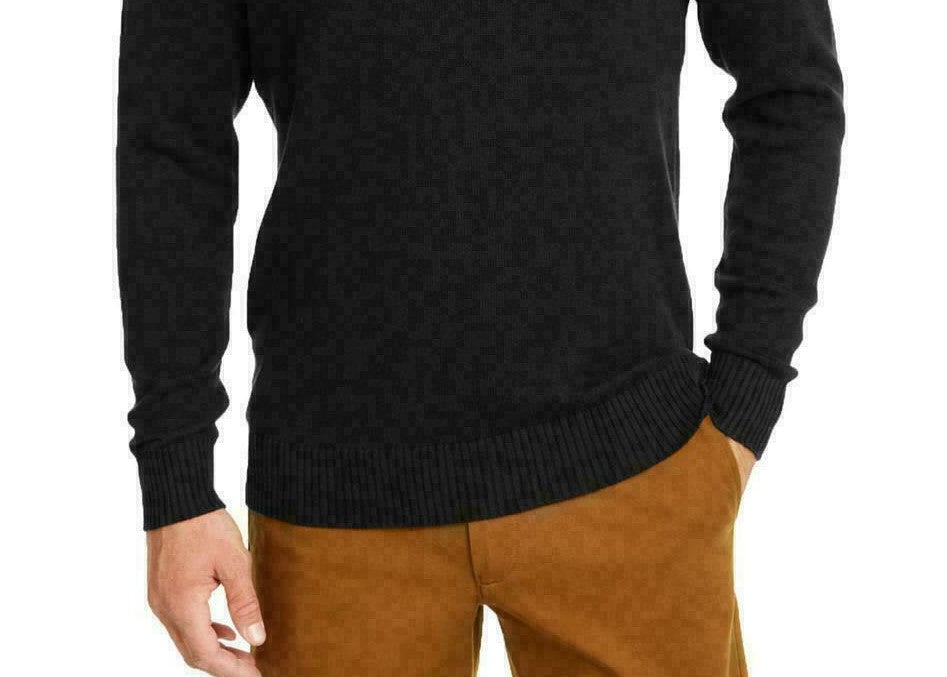 Club Room Men's Cotton Solid Textured Crew Neck Sweater Black Size Small