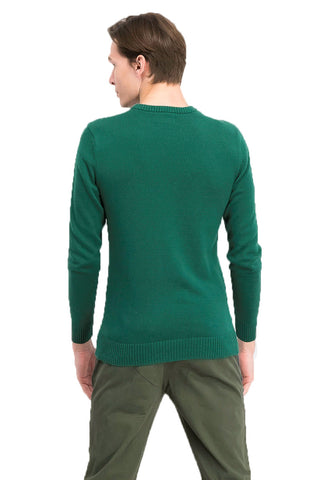 Club Room Men's Cotton Solid Textured Crew Neck Sweater Green Size 2XL