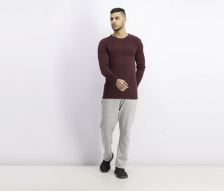 Club Room Men's Cotton Solid Textured Crew Neck Sweater Dark Red Size 3 Extra Large