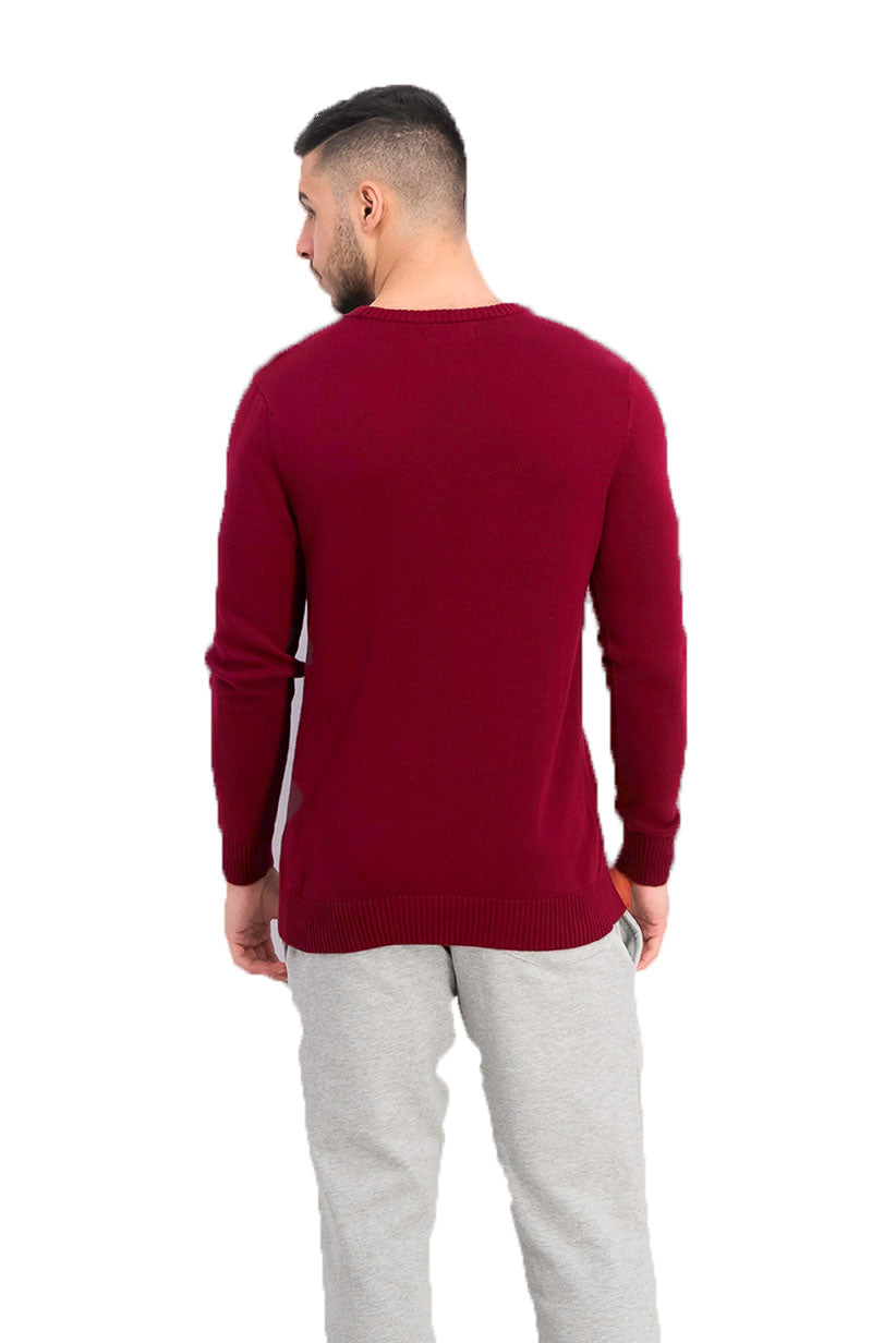 Club Room Men's Cotton Solid Textured Crew Neck Sweater Red Size 2XL