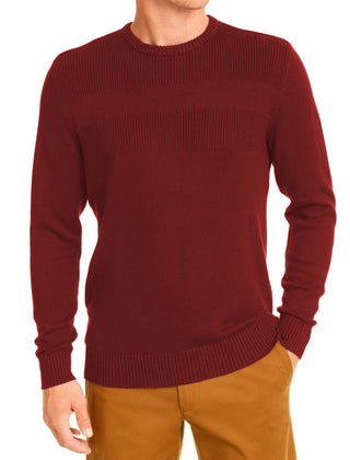Club Room Men's Cotton Solid Textured Crew Neck Sweater Red Size 2XL