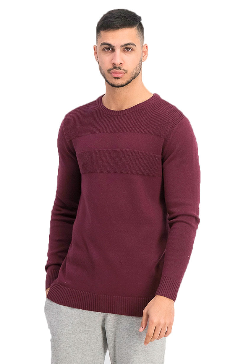 Club Room Men's Cotton Solid Textured Crew Neck Sweater Wine Size 2XL