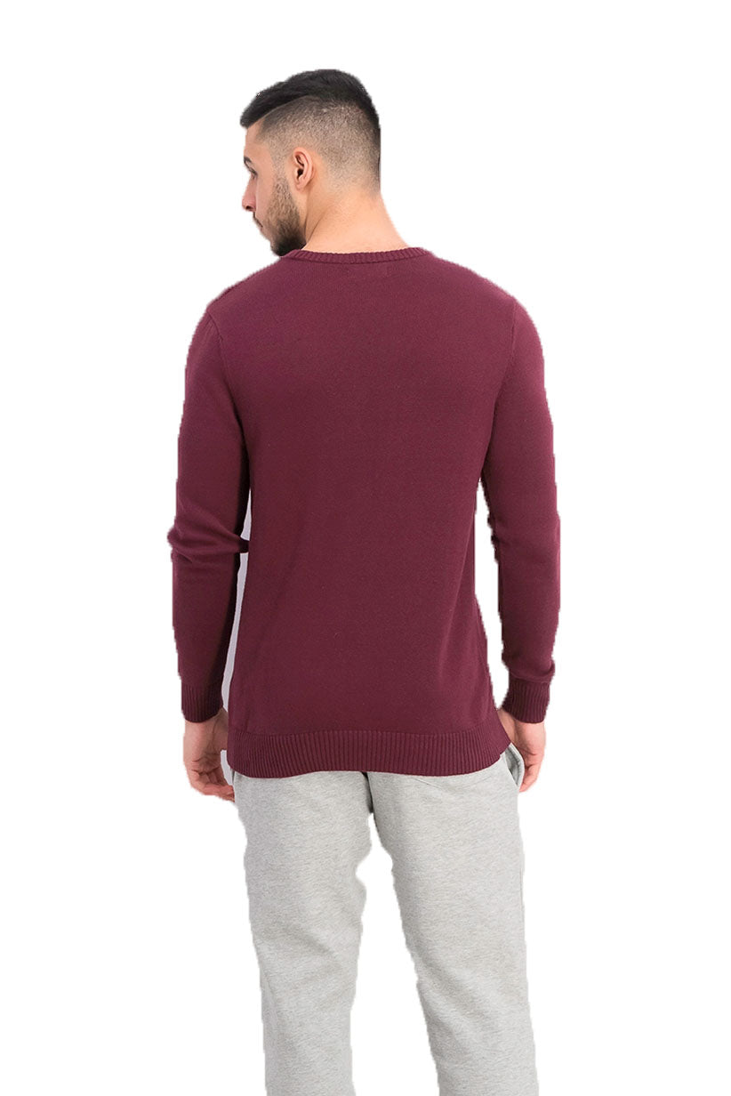 Club Room Men's Cotton Solid Textured Crew Neck Sweater Wine Size 2XL