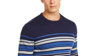 Club Room Men's Stripe Cotton Sweater Blue Size XX Large