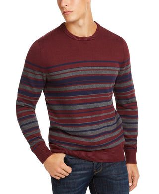 Club Room Men's Stripe Cotton Sweater Red Size XX-Large