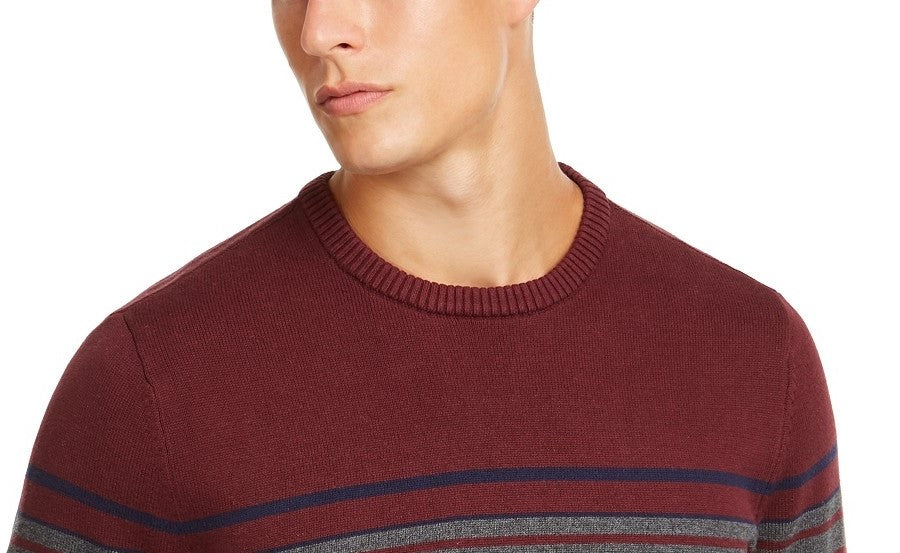 Club Room Men's Stripe Cotton Sweater Red Size XX-Large