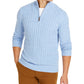 Club Room Men's Pima Cable Quarter-Zip Sweater, Blue Size XX-Large