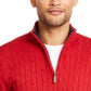 Club Room Men's Pima Cable Quarter-Zip Sweater Red Size XX Large