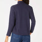 Karen Scott Women's Petite Solid & Printed Collared Top Blue Size Petite Petite